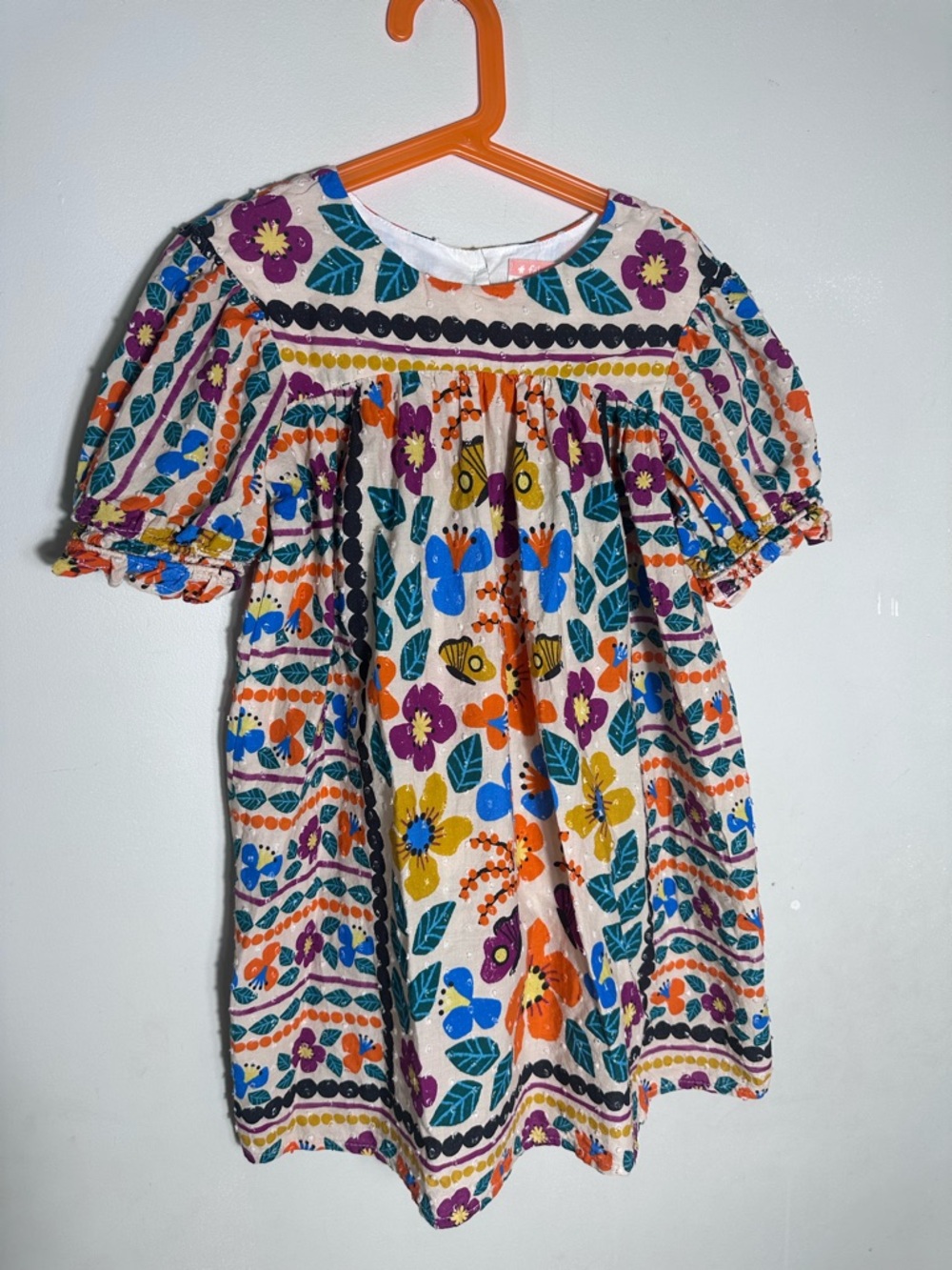 Fabula Girls' Floral Smock Dress with Multi-Color Print
